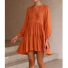 image:imageRVivimos Womens Fall Long Sleeve Casual Cotton Ruffle Button Down Loose Fit Mini DressOrange