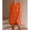 image:imageRVivimos Womens Fall Long Sleeve Casual Cotton Ruffle Button Down Loose Fit Mini DressOrange
