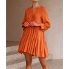 image:imageRVivimos Womens Fall Long Sleeve Casual Cotton Ruffle Button Down Loose Fit Mini DressOrange