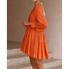 image:imageRVivimos Womens Fall Long Sleeve Casual Cotton Ruffle Button Down Loose Fit Mini DressOrange