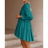 image:imageRVivimos Womens Fall Long Sleeve Casual Cotton Ruffle Button Down Loose Fit Mini DressTeal