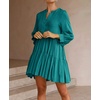 image:imageRVivimos Womens Fall Long Sleeve Casual Cotton Ruffle Button Down Loose Fit Mini DressTeal