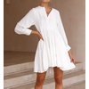 image:imageRVivimos Womens Fall Long Sleeve Casual Cotton Ruffle Button Down Loose Fit Mini DressWhite