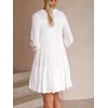 image:imageRVivimos Womens Fall Long Sleeve Casual Cotton Ruffle Button Down Loose Fit Mini DressWhite