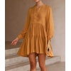 image:imageRVivimos Womens Fall Long Sleeve Casual Cotton Ruffle Button Down Loose Fit Mini DressYellow
