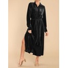 image:imageRVivimos Womens Fall Long Sleeve Velvet Casual Dresses Button Down Loose Slit Shirt Midi Dress with BeltBlack