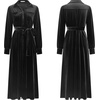 image:imageRVivimos Womens Fall Long Sleeve Velvet Casual Dresses Button Down Loose Slit Shirt Midi Dress with BeltBlack