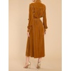 image:imageRVivimos Womens Fall Long Sleeve Velvet Casual Dresses Button Down Loose Slit Shirt Midi Dress with BeltBrown
