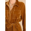 image:imageRVivimos Womens Fall Long Sleeve Velvet Casual Dresses Button Down Loose Slit Shirt Midi Dress with BeltBrown