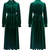 image:imageRVivimos Womens Fall Long Sleeve Velvet Casual Dresses Button Down Loose Slit Shirt Midi Dress with BeltGreen