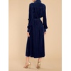 image:imageRVivimos Womens Fall Long Sleeve Velvet Casual Dresses Button Down Loose Slit Shirt Midi Dress with BeltNavyblue