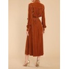 image:imageRVivimos Womens Fall Long Sleeve Velvet Casual Dresses Button Down Loose Slit Shirt Midi Dress with BeltRustbrown