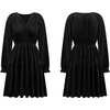 image:imageRVivimos Womens Fall Velvet Mini Dress V Neck Long Sleeve Elastic Waist Winter Tiered Flowy Swing ALine Dress with PocketsBlack