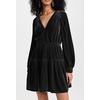 image:imageRVivimos Womens Fall Velvet Mini Dress V Neck Long Sleeve Elastic Waist Winter Tiered Flowy Swing ALine Dress with PocketsBlack