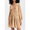 image:imageRVivimos Womens Fall Velvet Mini Dress V Neck Long Sleeve Elastic Waist Winter Tiered Flowy Swing ALine Dress with PocketsChampagne