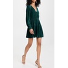 image:imageRVivimos Womens Fall Velvet Mini Dress V Neck Long Sleeve Elastic Waist Winter Tiered Flowy Swing ALine Dress with PocketsDarkgreen