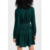 image:imageRVivimos Womens Fall Velvet Mini Dress V Neck Long Sleeve Elastic Waist Winter Tiered Flowy Swing ALine Dress with PocketsDarkgreen