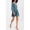 image:imageRVivimos Womens Fall Velvet Mini Dress V Neck Long Sleeve Elastic Waist Winter Tiered Flowy Swing ALine Dress with PocketsHazeblue