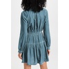 image:imageRVivimos Womens Fall Velvet Mini Dress V Neck Long Sleeve Elastic Waist Winter Tiered Flowy Swing ALine Dress with PocketsHazeblue