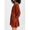 image:imageRVivimos Womens Fall Velvet Mini Dress V Neck Long Sleeve Elastic Waist Winter Tiered Flowy Swing ALine Dress with PocketsRustbrown