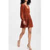 image:imageRVivimos Womens Fall Velvet Mini Dress V Neck Long Sleeve Elastic Waist Winter Tiered Flowy Swing ALine Dress with PocketsRustbrown