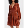 image:imageRVivimos Womens Fall Velvet Mini Dress V Neck Long Sleeve Elastic Waist Winter Tiered Flowy Swing ALine Dress with PocketsRustbrown