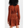 image:imageRVivimos Womens Fall Velvet Mini Dress V Neck Long Sleeve Elastic Waist Winter Tiered Flowy Swing ALine Dress with PocketsRustbrown