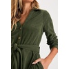 image:imageRVivimos Womens Fall Winter Corduroy Midi Dress Long Sleeve V Neck Button Down Belted Flowy Shirt Dress with PocketsArmy Green