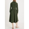 image:imageRVivimos Womens Fall Winter Corduroy Midi Dress Long Sleeve V Neck Button Down Belted Flowy Shirt Dress with PocketsArmy Green