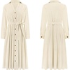 image:imageRVivimos Womens Fall Winter Corduroy Midi Dress Long Sleeve V Neck Button Down Belted Flowy Shirt Dress with PocketsBeige
