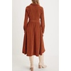 image:imageRVivimos Womens Fall Winter Corduroy Midi Dress Long Sleeve V Neck Button Down Belted Flowy Shirt Dress with PocketsRust Brown