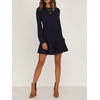 image:imageRVivimos Womens Fall Winter Cotton Long Sleeves Ruffle Casual Knit Sweater Swing Flare Mini DressNavyblue