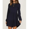 image:imageRVivimos Womens Fall Winter Cotton Long Sleeves Ruffle Casual Knit Sweater Swing Flare Mini DressNavyblue