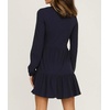 image:imageRVivimos Womens Fall Winter Cotton Long Sleeves Ruffle Casual Knit Sweater Swing Flare Mini DressNavyblue