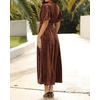 image:imageRVivimos Womens Fall Winter Velvet Dress Puff Sleeve Sexy Deep V Neck Elastic High Waist ALine Elegant Casual Midi DressBrown