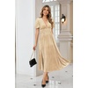 image:imageRVivimos Womens Fall Winter Velvet Dress Puff Sleeve Sexy Deep V Neck Elastic High Waist ALine Elegant Casual Midi DressChampagne