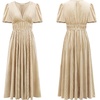 image:imageRVivimos Womens Fall Winter Velvet Dress Puff Sleeve Sexy Deep V Neck Elastic High Waist ALine Elegant Casual Midi DressChampagne