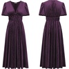 image:imageRVivimos Womens Fall Winter Velvet Dress Puff Sleeve Sexy Deep V Neck Elastic High Waist ALine Elegant Casual Midi DressDark Purple