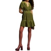 image:imageRVivimos Womens Fall Winter Vintage Casual Dresses Velvet Short Sleeve V Neck Elastic Waist Tiered Flowy Swing Mini DressArmygreen