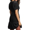 image:imageRVivimos Womens Fall Winter Vintage Casual Dresses Velvet Short Sleeve V Neck Elastic Waist Tiered Flowy Swing Mini DressBlack