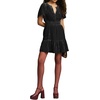 image:imageRVivimos Womens Fall Winter Vintage Casual Dresses Velvet Short Sleeve V Neck Elastic Waist Tiered Flowy Swing Mini DressBlack