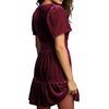 image:imageRVivimos Womens Fall Winter Vintage Casual Dresses Velvet Short Sleeve V Neck Elastic Waist Tiered Flowy Swing Mini DressWinered