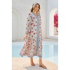 image:imageRVivimos Womens Long Sleeve Boho Midi Dress V Neck Floral Print Casual Button Down Loose Ruffle Beach Long Dress with BeltBeigeblue