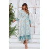 image:imageRVivimos Womens Long Sleeve Boho Midi Dress V Neck Floral Print Casual Button Down Loose Ruffle Beach Long Dress with BeltBlueturquoise