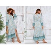image:imageRVivimos Womens Long Sleeve Boho Midi Dress V Neck Floral Print Casual Button Down Loose Ruffle Beach Long Dress with BeltBlueturquoise