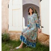 image:imageRVivimos Womens Long Sleeve Boho Midi Dress V Neck Floral Print Casual Button Down Loose Ruffle Beach Long Dress with BeltGreen