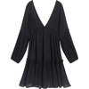image:imageRVivimos Womens Long Sleeve Cotton Ruffles Deep V Neck Backless Casual Swing Mini DressesBlack