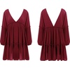 image:imageRVivimos Womens Long Sleeve Cotton Ruffles Deep V Neck Backless Casual Swing Mini DressesBurgundy