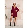 image:imageRVivimos Womens Long Sleeve Cotton Ruffles Deep V Neck Backless Casual Swing Mini DressesBurgundy