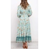 image:imageRVivimos Womens Long Sleeve Cotton VNeck Button Up Floral Print Boho Flowy Midi DressesGreen